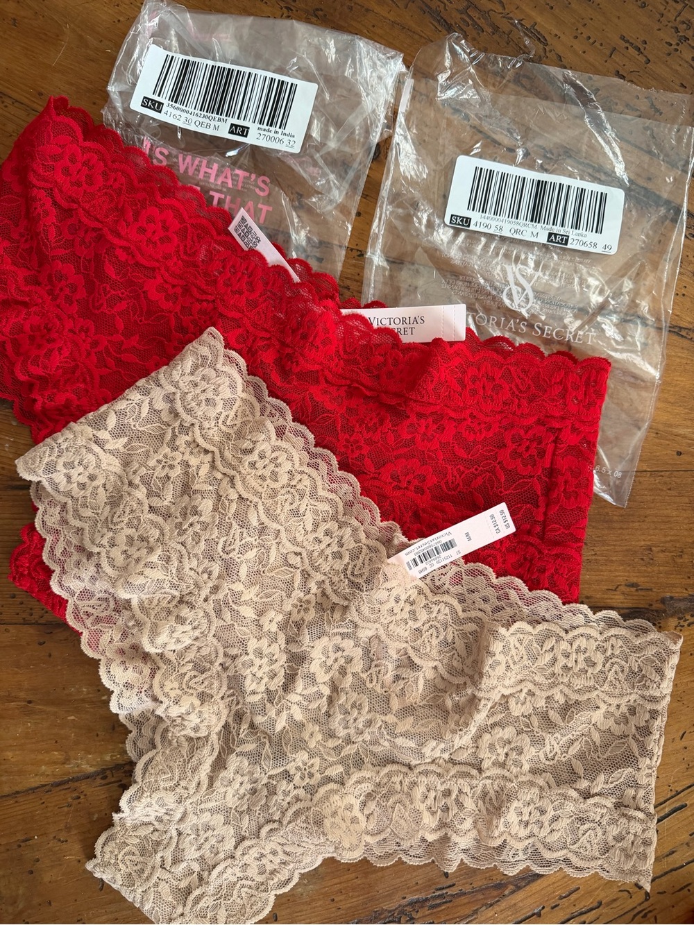 Victoria's Secret Lace Cheeky Panties - Red & Beige $18